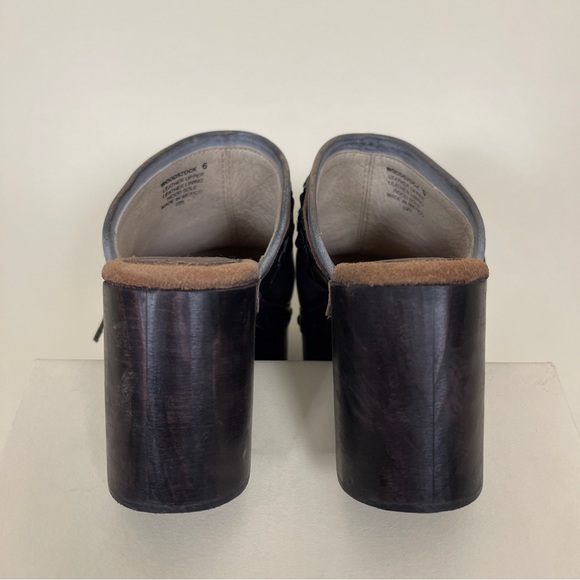 NWOT FREEBIRD Woodstock Fringe Mule Chunky Clog in Ice Multi Brown Leather - Picture 4 of 7